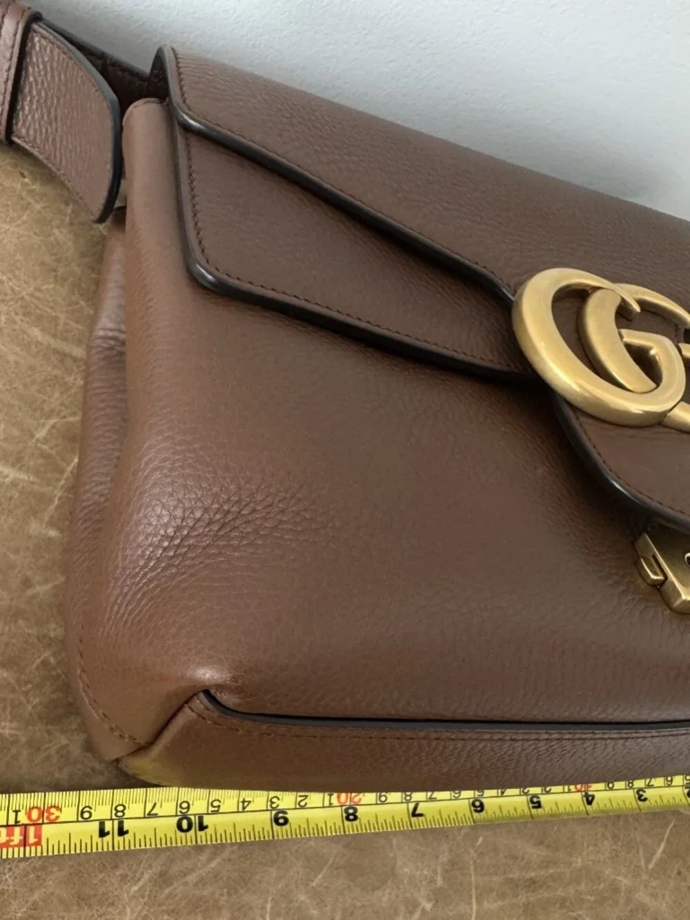 Gucci GG Marmont Brown Leather Shoulder Bag | Medium | Gold Hardware - Picture 10 of 16